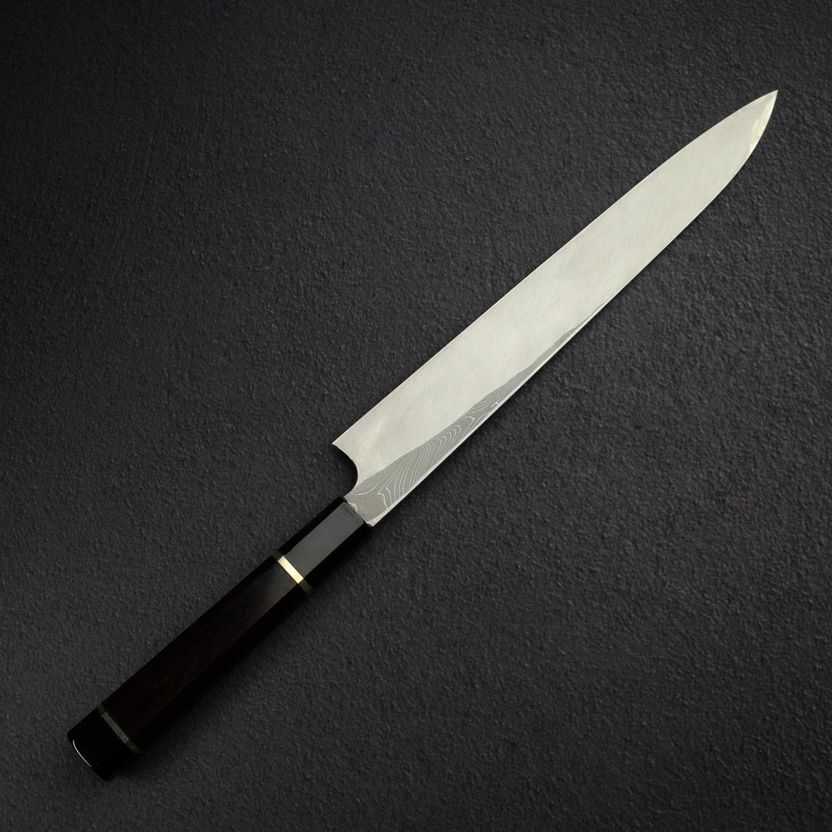 二唐刃物鍛造所 暗門 青二鋼 捻り棒ダマスカス 柳刃 270mm