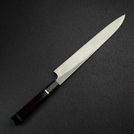 二唐刃物鍛造所 暗門 青二鋼 捻り棒ダマスカス 柳刃 270mm