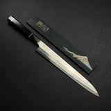 二唐刃物鍛造所 暗門 青二鋼 磨き捻り棒ダマスカス 柳刃 270mm