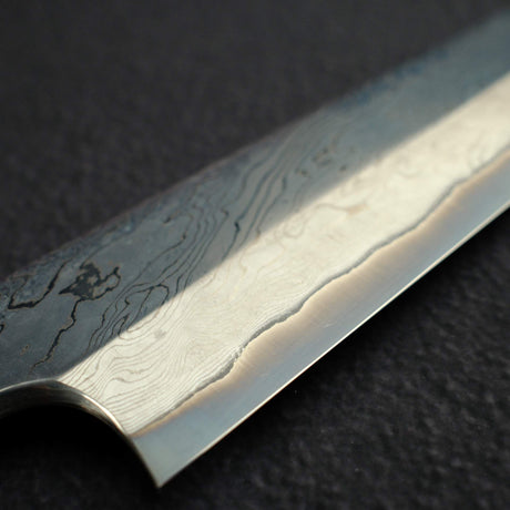 二唐刃物鍛造所 暗門 青二鋼 磨き捻り棒ダマスカス 柳刃 270mm