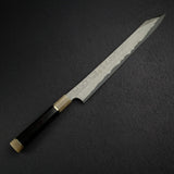 二唐刃物鍛造所 暗門 青二鋼 黒染めダマスカス 切付柳刃 330mm