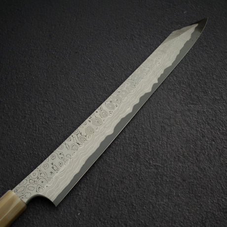 二唐刃物鍛造所 暗門 青二鋼 黒染めダマスカス 切付柳刃 330mm