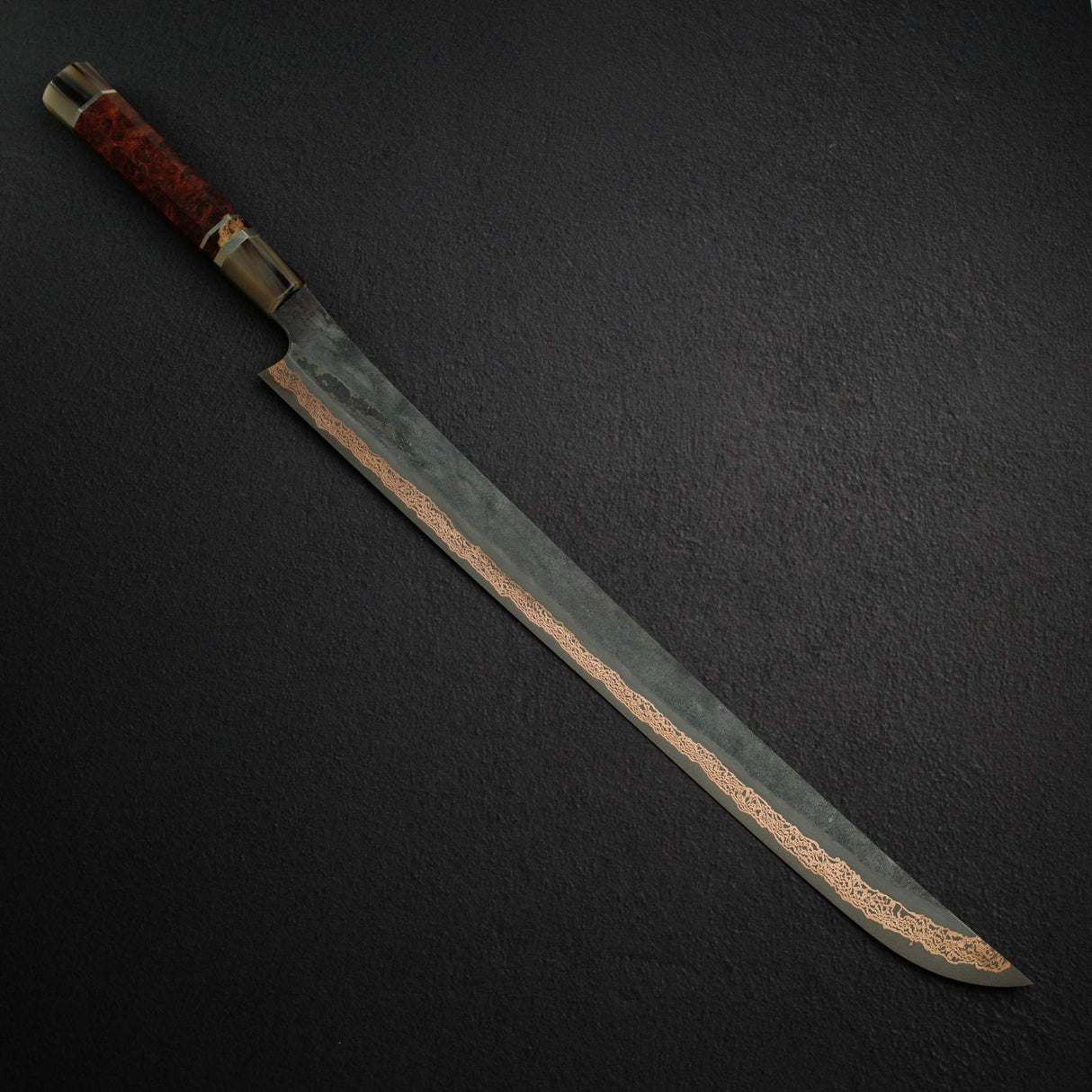 初心 x 二唐刃物鍛造所 悦び SLD鋼 銅ダマスカス 筋引 450mm