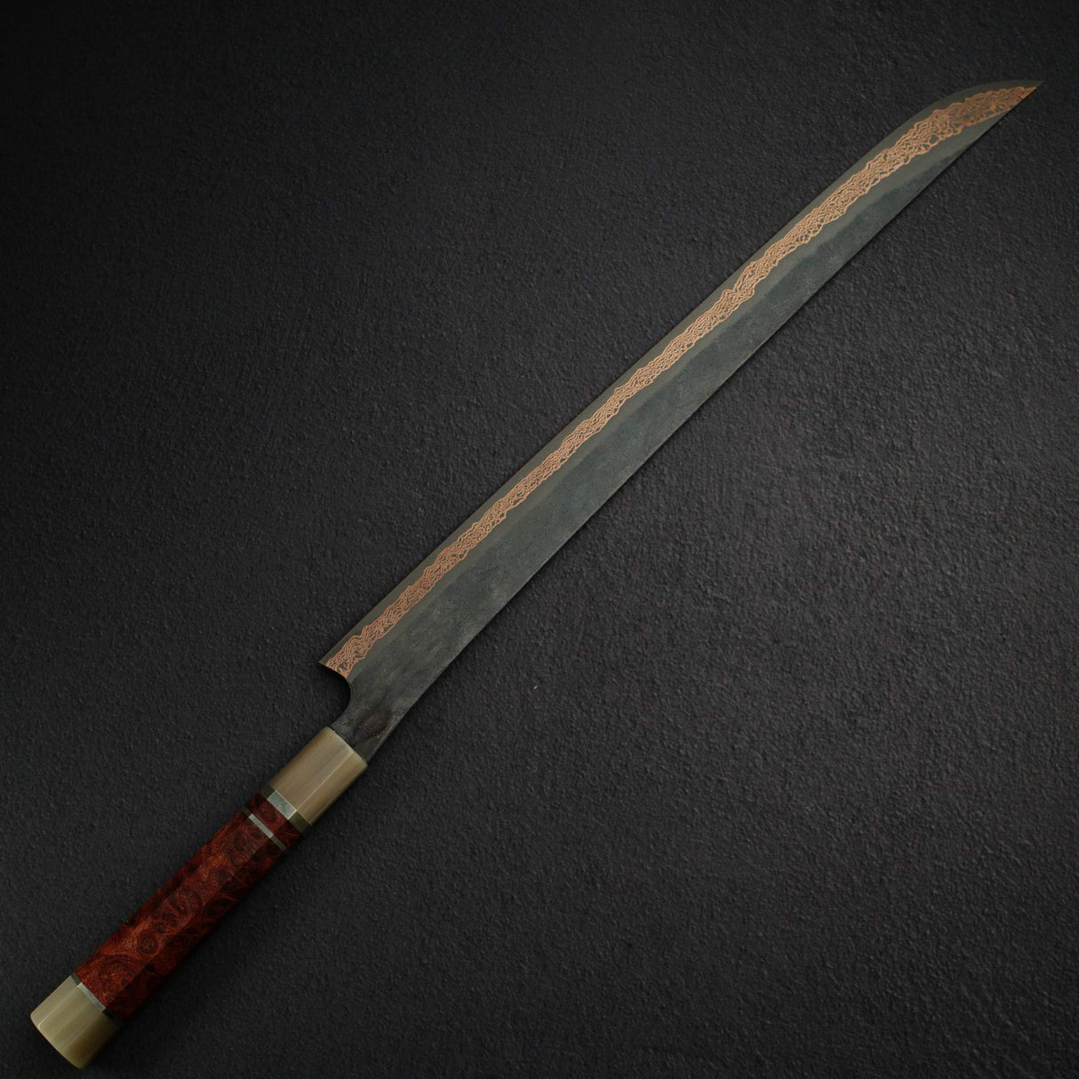 初心 x 二唐刃物鍛造所 悦び SLD鋼 銅ダマスカス 筋引 450mm