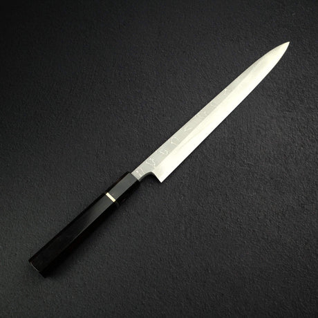 二唐刃物鍛造所 白二鋼 ダマスカス 柳刃 270mm 鞘付き