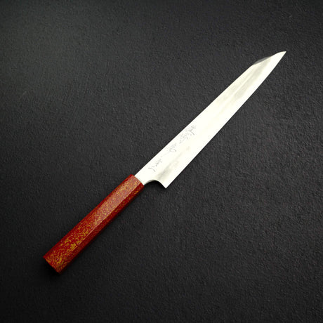 眞崎 直樹 青二鋼 磨き 切付柳刃 240mm 漆柄 ガード付き