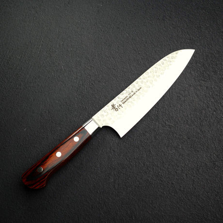 青木刃物製作所 V金10号 33層ダマスカス 槌目仕上げ 三徳 180mm