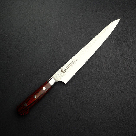 青木刃物製作所 V金10号 筋引 240mm 33層 槌目ダマスカス