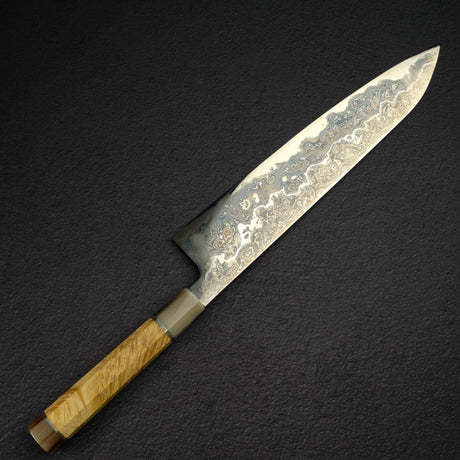 間中刃物鍛錬所 x XINGUO 青一鋼 白雲炎 ダマスカス 牛刀 300mm