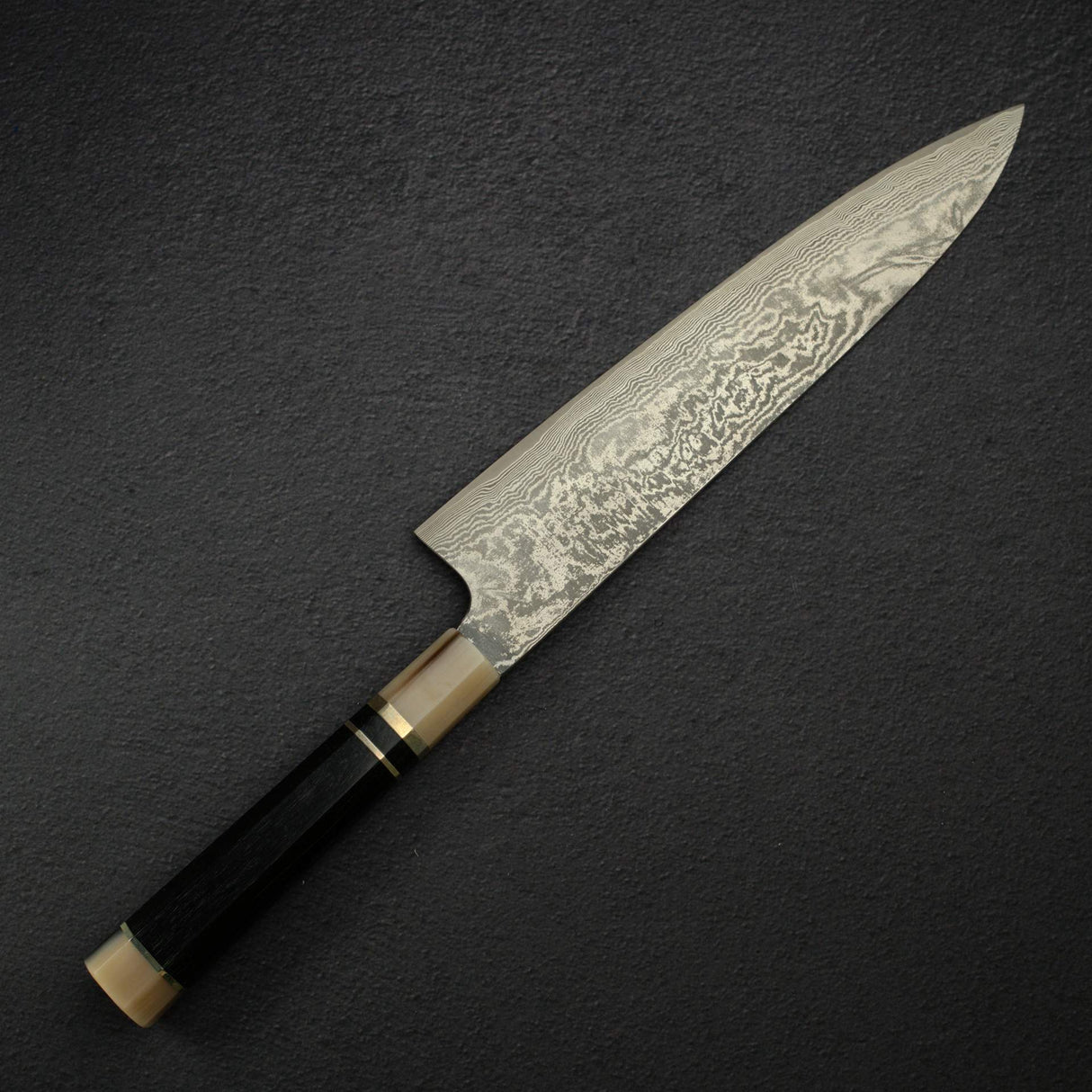 加茂藤刃物 スーパーゴールド2 ブラックダマスカス 牛刀 270mm 鞘付き