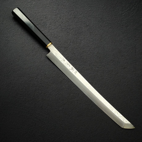 田中一之刃物製作所 V金10号 ダマスカス 先丸蛸引き 300mm 鞘付き