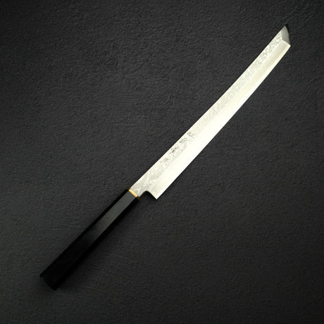 田中一之刃物製作所 V金10号 ダマスカス 先丸蛸引き 300mm 鞘付き