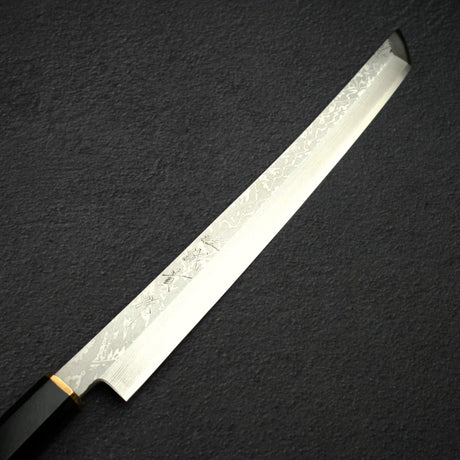 田中一之刃物製作所 V金10号 ダマスカス 先丸蛸引き 300mm 鞘付き