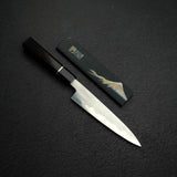 初心 木漏れ日 青一鋼 ダマスカス ペティナイフ 150mm 口金付き 無銘