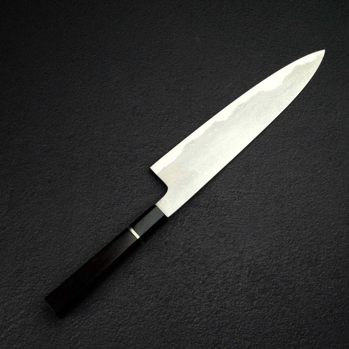 初心 木漏れ日 青一鋼 ダマスカス 牛刀 240mm 鞘付き 無銘