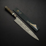 佐治打刃物 SG2 ブラックダマスカス 筋引 270mm バーチウッドハンドル 口金付き