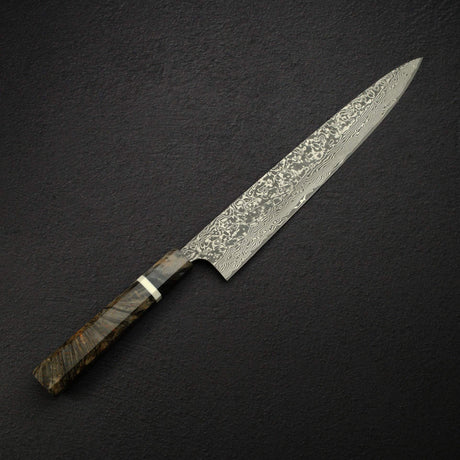 佐治打刃物 SG2 ブラックダマスカス 筋引 270mm バーチウッドハンドル 口金付き