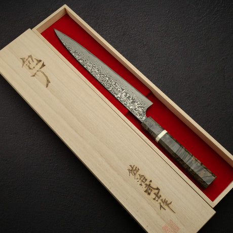 佐治打刃物 SG2 ブラックダマスカス 筋引 240mm バーチウッドハンドル