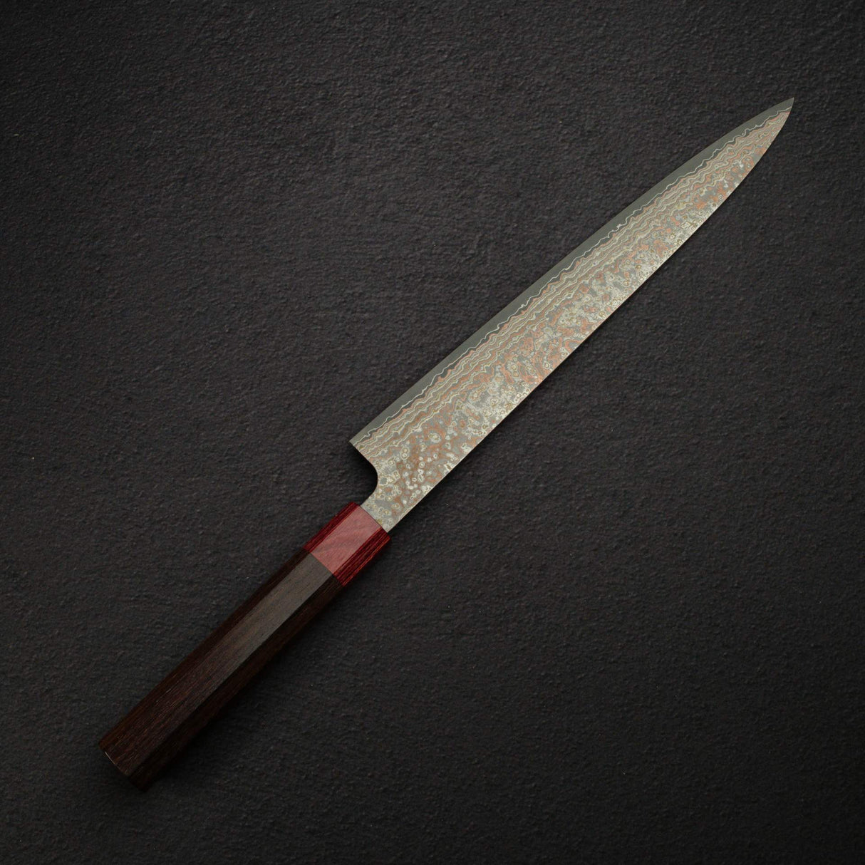 佐治打刃物 V金10号 レインボーダマスカスエッチング 筋引 270mm