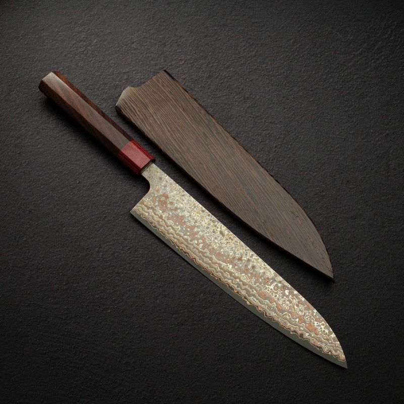 佐治打刃物 V金10号 レインボーダマスカス 牛刀 240mm