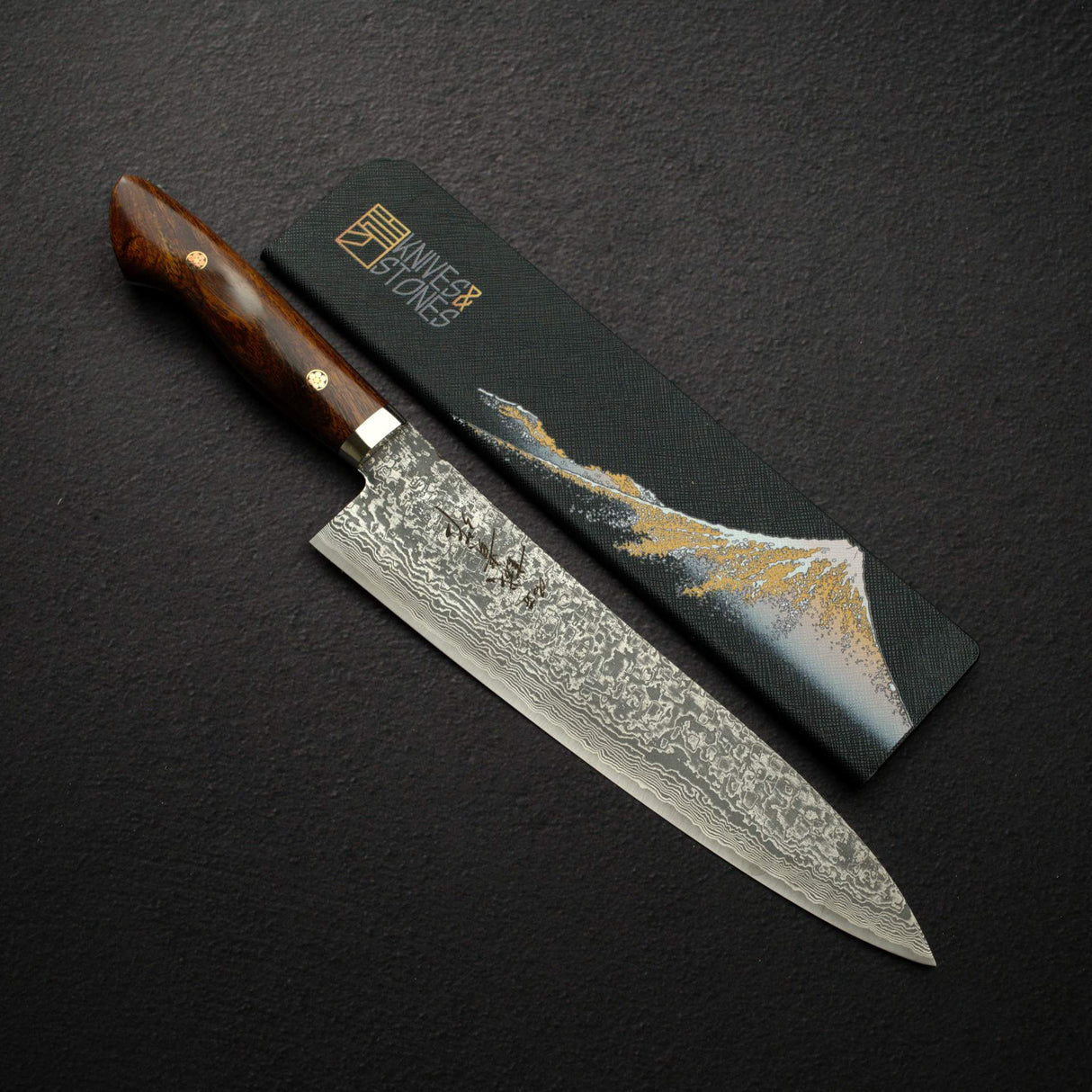 田中 スーパーゴールド2 ダマスカス 牛刀 240mm 洋柄ガード付き