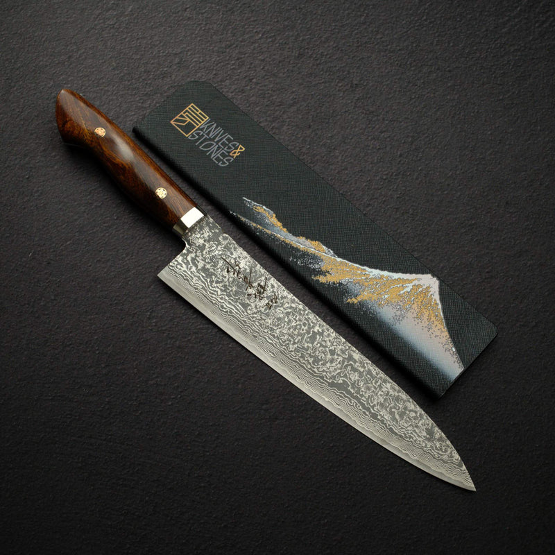 田中 スーパーゴールド2 ダマスカス 牛刀 240mm 洋柄ガード付き