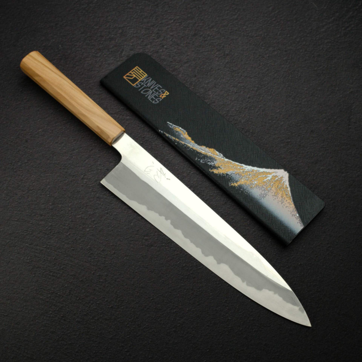 初心 木漏れ日 青二鋼 本霞 牛刀 240mm 口金付き