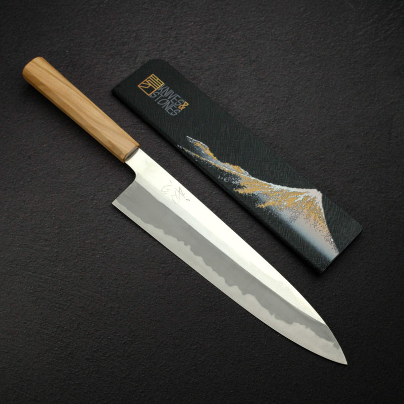 初心 木漏れ日 青二鋼 本霞 牛刀 240mm 口金付き