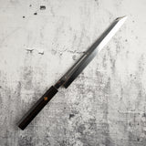 池田鍛錬所 青一鋼 水本焼 血抜き溝付き 切付柳刃 300mm エボニー柄セット