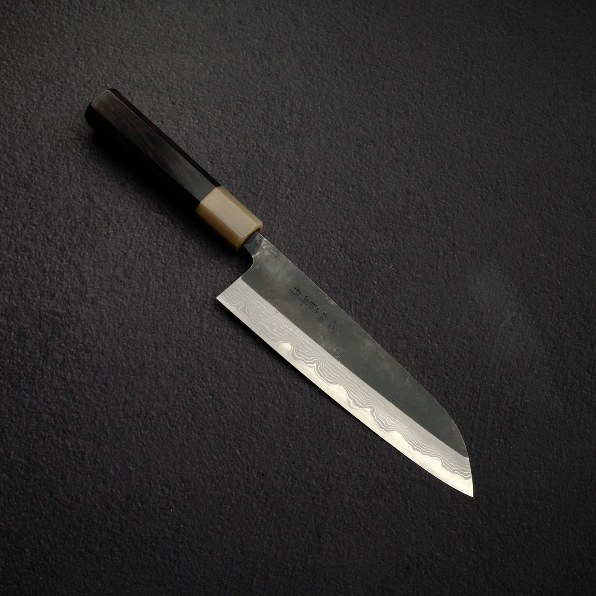 直人 青一鋼 ダマスカス 黒打ち 三徳 180mm