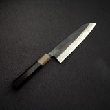 直人 青一鋼 ダマスカス 黒打ち 三徳 180mm