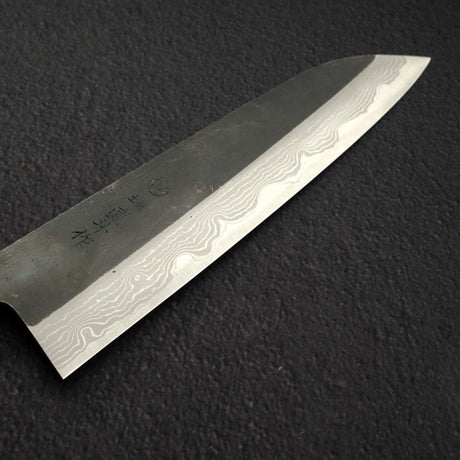 直人 青一鋼 ダマスカス 黒打ち 三徳 180mm