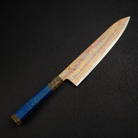 初心 孔雀 V金2号 レインボーダマスカス 牛刀 240mm