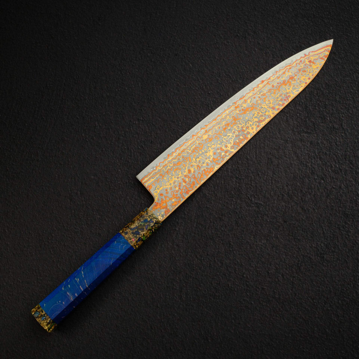 初心 孔雀 V金2号 レインボーダマスカス 牛刀 240mm
