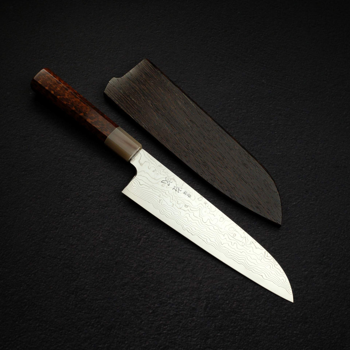 Sukenari SG2 Damascus Santoku 190mm w/ Snakewood Handle