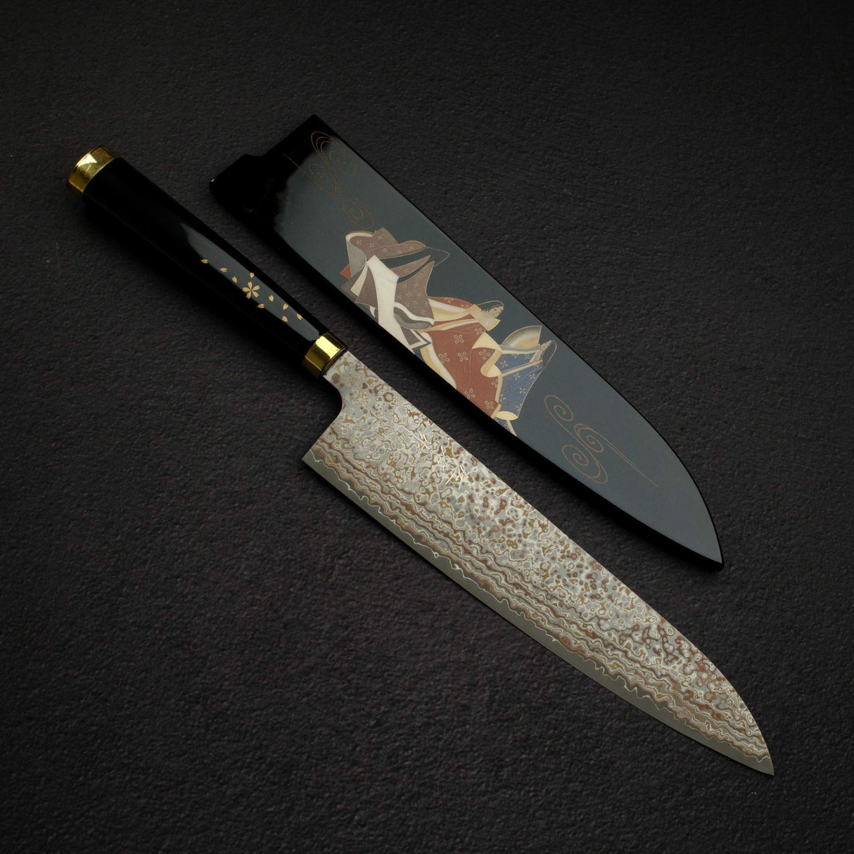 佐治打刃物 蒔絵 漆 V金10号W 牛刀 240mm