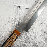 池田鍛錬所 青一鋼 水本焼 柳刃 300mm 血抜き溝付き 黒白エボニーハンドル