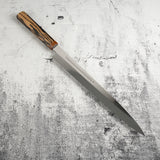 池田鍛錬所 青一鋼 水本焼 柳刃 300mm 血抜き溝付き 黒白エボニーハンドル