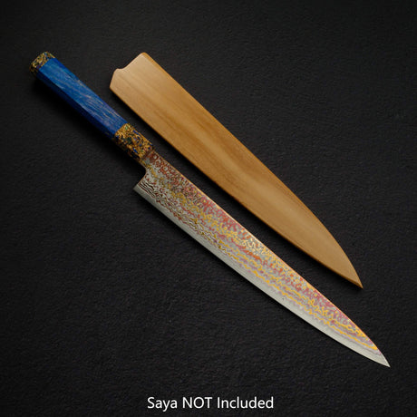 初心 孔雀 V金2号 レインボーダマスカス 筋引 270mm