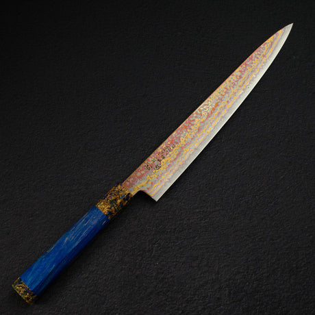 初心 孔雀 V金2号 レインボーダマスカス 筋引 270mm