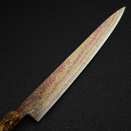 初心 孔雀 V金2号 レインボーダマスカス 筋引 270mm