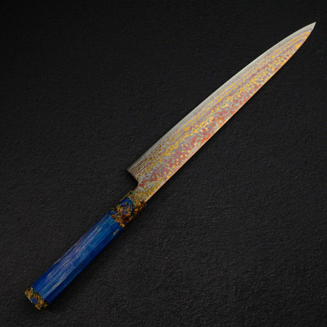 初心 孔雀 V金2号 レインボーダマスカス 筋引 270mm