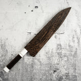 白木 富士山刃紋 本焼 牛刀 270mm 盛箸セット