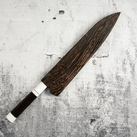 白木 富士山刃紋 本焼 牛刀 270mm 盛箸セット