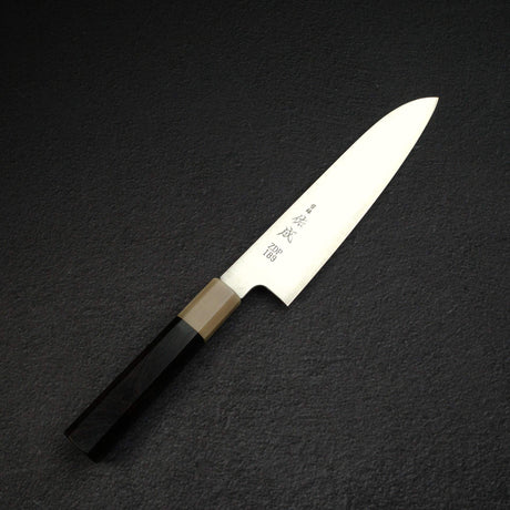Sukenari ZDP-189 Hairline Santoku 195mm, Ebony Handle with Blonde/Marble Ferrule