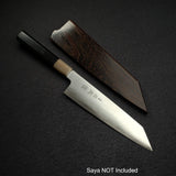 Sukenari ZDP-189 Hairline K-tip Gyuto 210mm, Ebony Handle with Blonde/Marble Ferrule