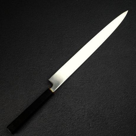 Sukenari HAP40 Mirror Polished Yanagiba 330 mm, Ebony Brass Handle (Hatsukokoro Engraved))