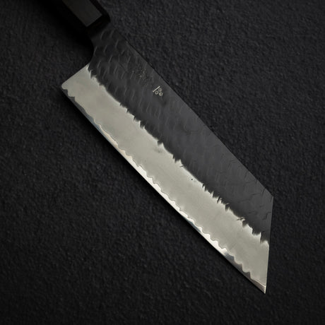 二唐刃物鍛造所 スーパーゴールド2 黒打ち 槌目 切付菜切 170mm エボニー
