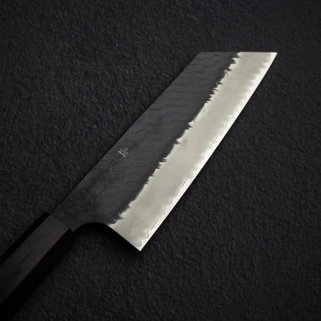 二唐刃物鍛造所 スーパーゴールド2 黒打ち 槌目 切付菜切 170mm エボニー