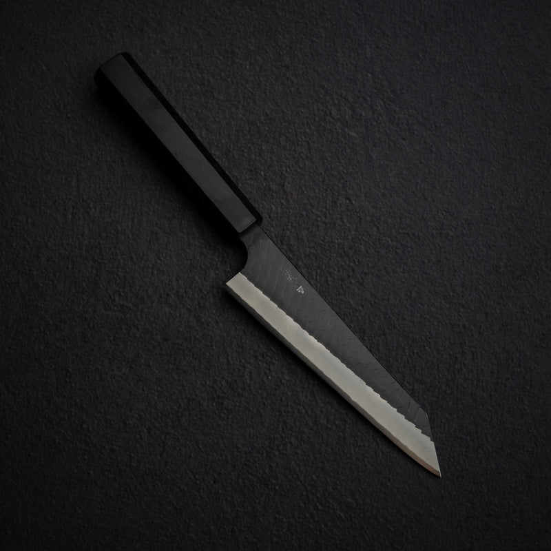 二唐刃物鍛造所 スーパーゴールド2 黒打ち 両刃 槌目 骨スキ 170mm エボニー